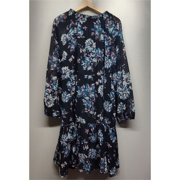 Studio A Mini Dress Women Size XL Black Floral Long Sleeve Modest Boho Party - Picture 8 of 9